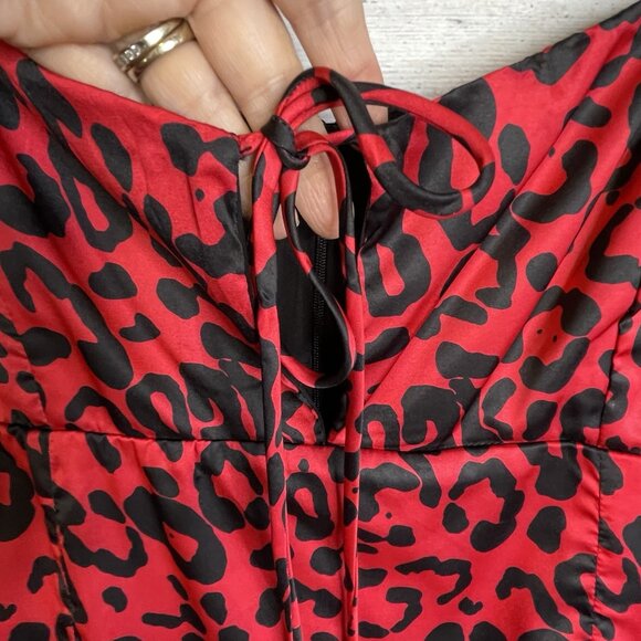 Lulu’s‎ Y2K Slip Dress Size XL Satin Animal Print Red NWT - Picture 5 of 15